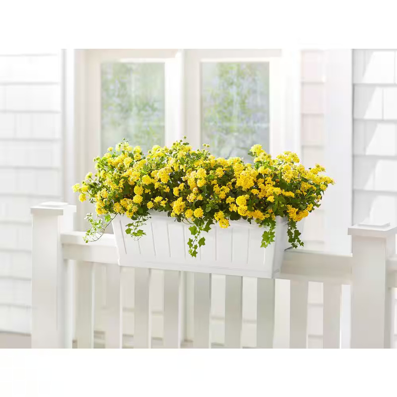 Eden Medium White Resin Lightweight Deck Rail Planter Box (28 In. L X 12 In. W X gallery