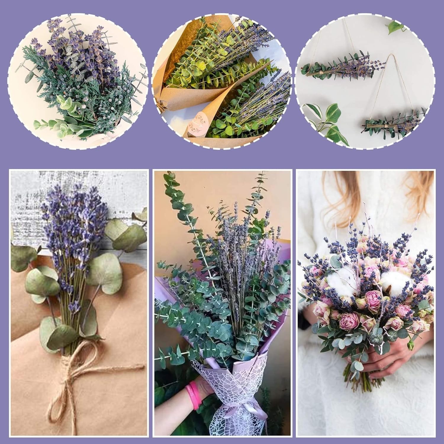 Bulk 100 Stems Dried Eucalyptus & Lavender, DIY Wedding Shower Decor Supplies gallery