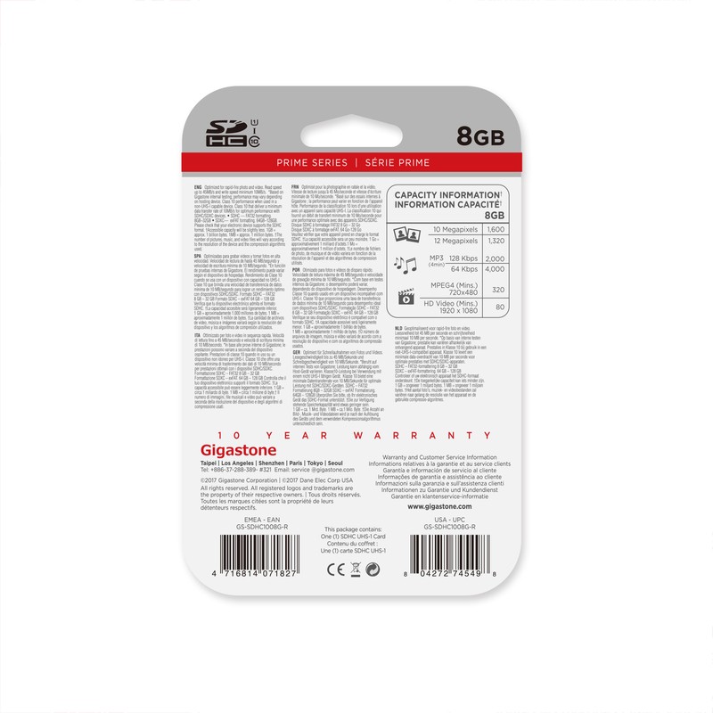 Gigastone GS-SDHC1008G-R 8GB SD Flash Plug & Play External Memory Card gallery