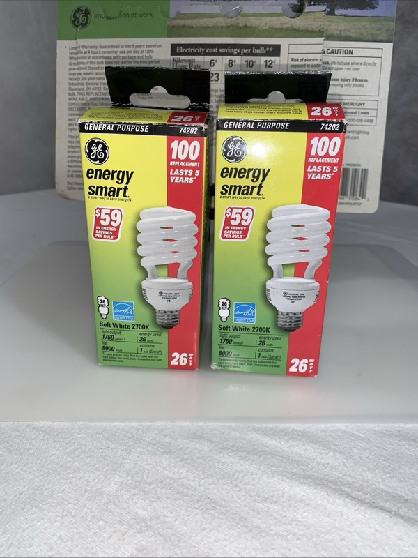 GE Light Bulb LED 100W 60W Replacement CFL 13W 26W Energy Smart BUNDLE 7 CT LOT gallery