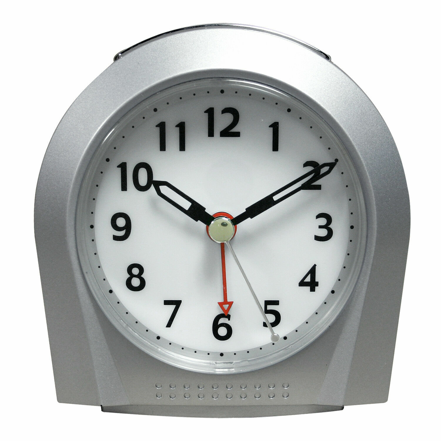 21103 Equity by La Crosse Night Vision Silent Sweep Analog Alarm Clock - Silver gallery