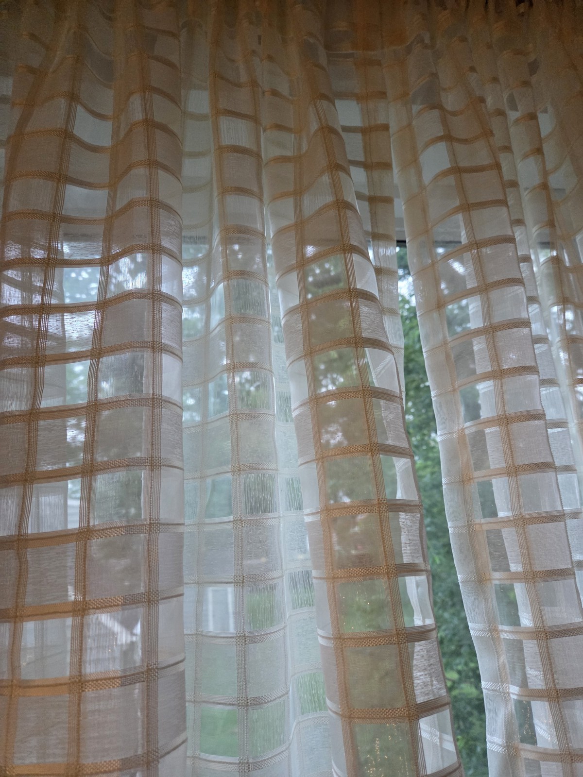 Ivory Checkered Semi Sheer World Market Curtains 44x84" gallery