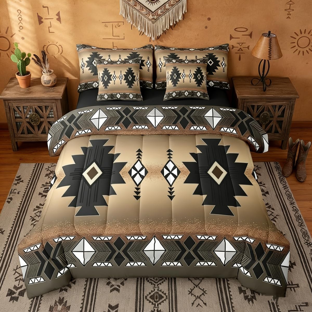 Erosebridal Boys Western Aztec Comforter Set 7 Pcs, Native Tribal Ethnic Bedd... gallery