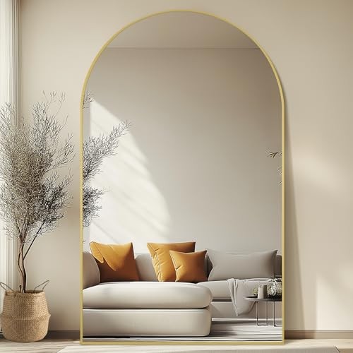 Arched Full Length Mirror, 44"x72" Oversized Floor Mirror 72"L x 44"W Gold gallery