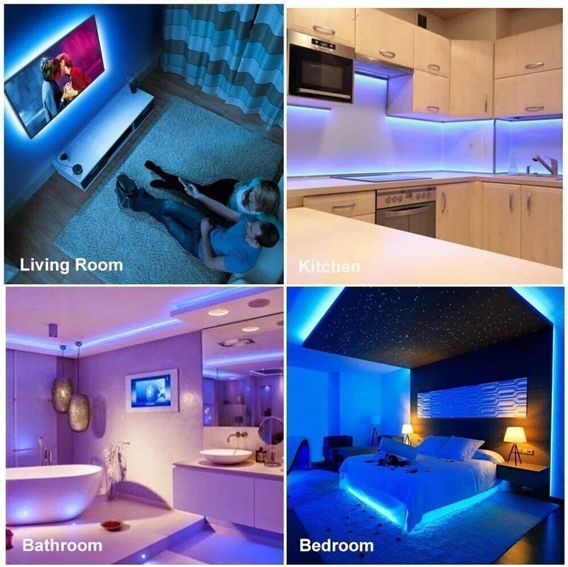 32FT LED Strip Lights Remote Control Bedroom Waterproof for Indoor Outdoor Use gallery