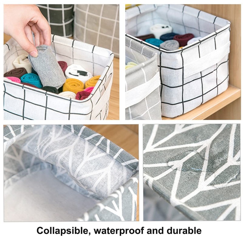 Foldable Storage Basket -Set of 6 Small Collapsible Canvas Containers Organizers gallery