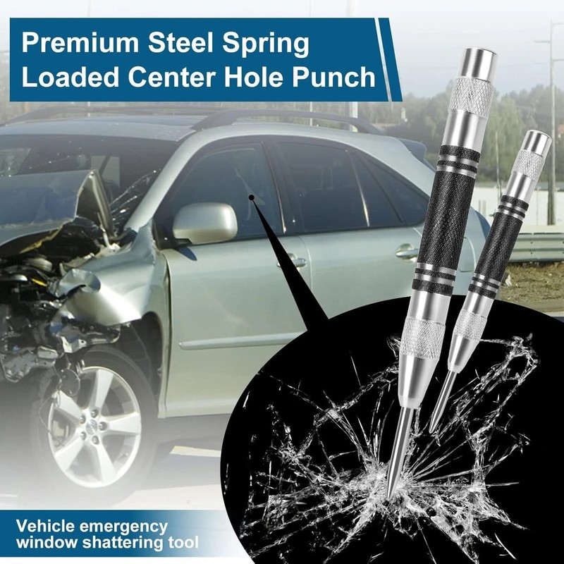 2pcs Heavy Duty Automatic Center Punch 5 Premium Steel Spring Loaded Cente gallery