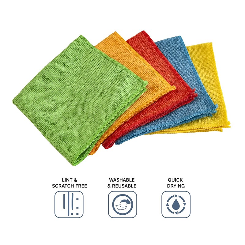 Eurow Microfiber Ultra-Absorbent Cleaning Cloths, 11.5" x 11.5", Multicolor gallery