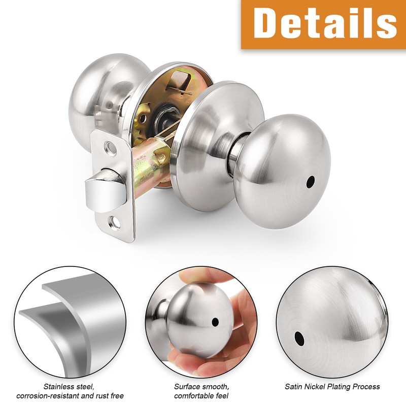 Probrico Entry/Privacy/Passage/Dummy Set Round Door Knobs Adjustment Backset gallery