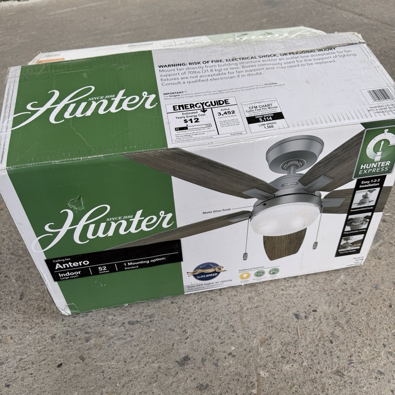 Hunter Express Indoor Ceiling Fan Light Kit Matte 52" 52128 *MISSING GLASS COVER gallery