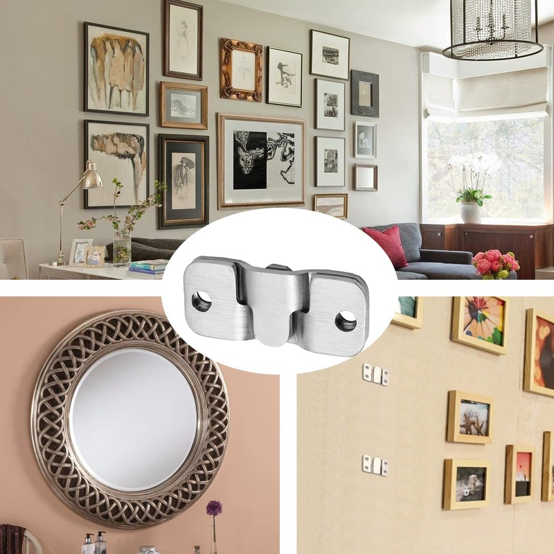6 Pairs Flush Mount Bracket, 44 x 19mm Stainless Steel Wall Mount Bracket, Re... gallery
