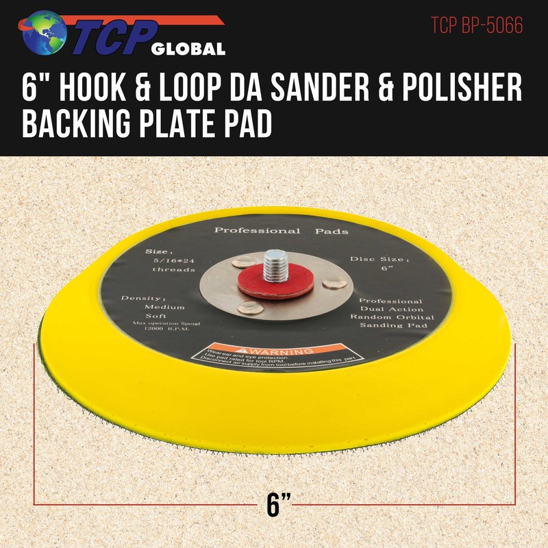 6" DA Polisher & Sander Pad - Hook & Loop Face - Random Orbital Backing Plate gallery