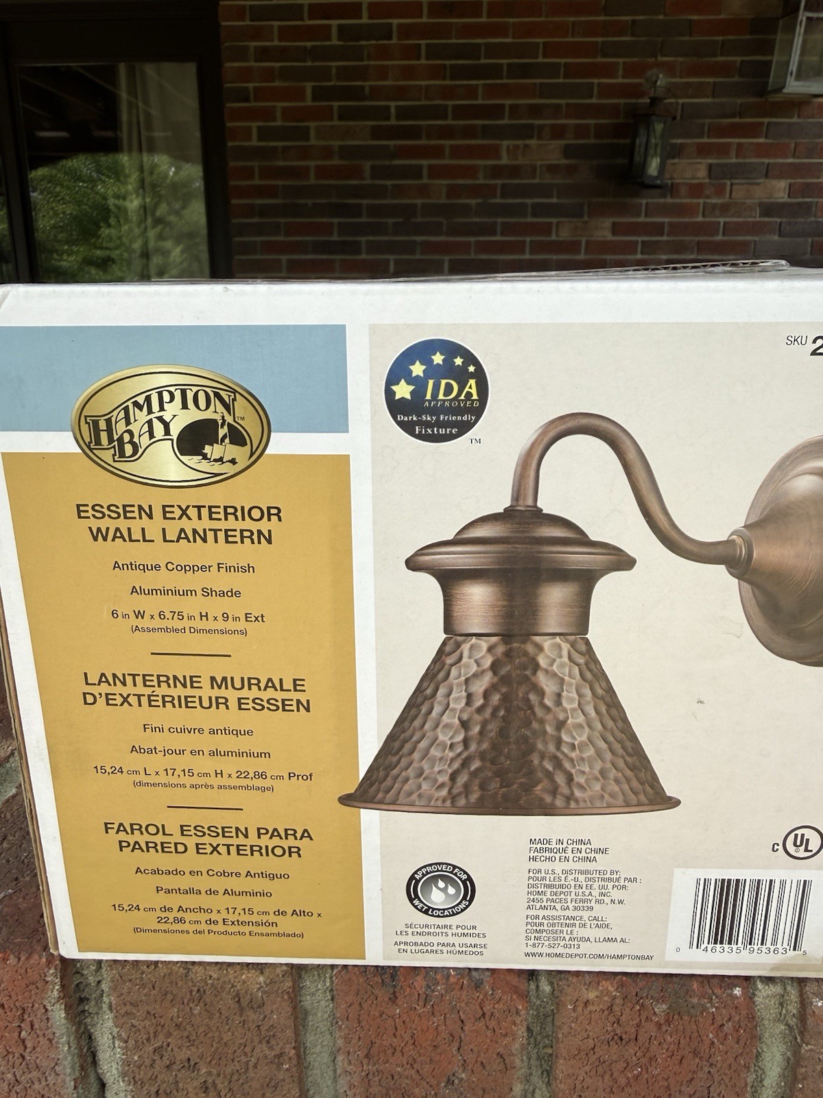 Hampton Bay Essen Exterior Wall Lantern Antique Copper gallery