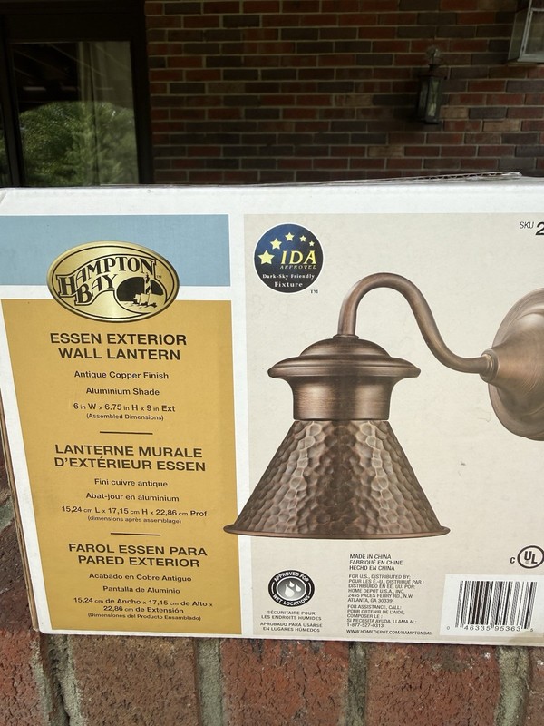 Hampton Bay Essen Exterior Wall Lantern Antique Copper gallery