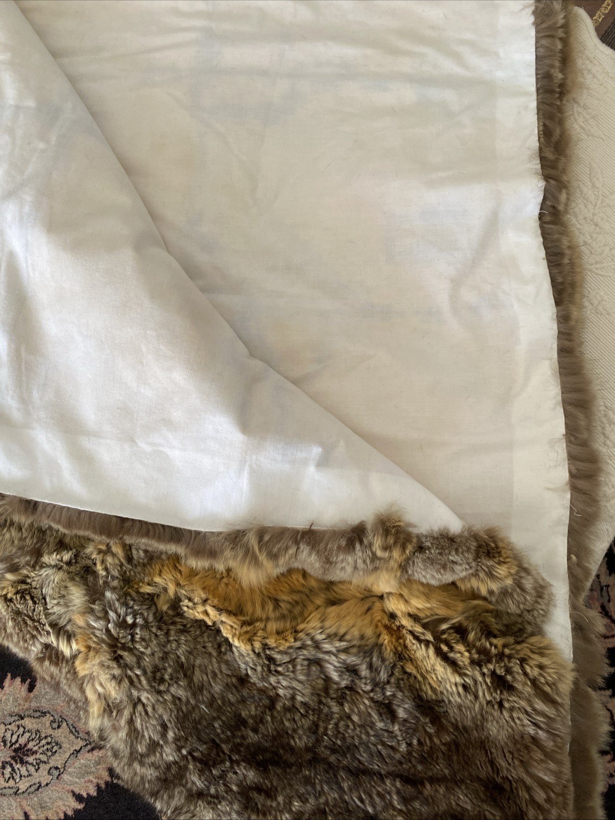 Real Rabbit Fur Trow Bead Spread 70” X 80” Luxury Genuine Fur Pristine gallery
