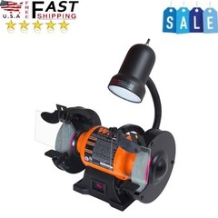 Bench Benchtop Grinder W/ Light Single Speed Adjustable 6” Work 2.1 Amp Tools