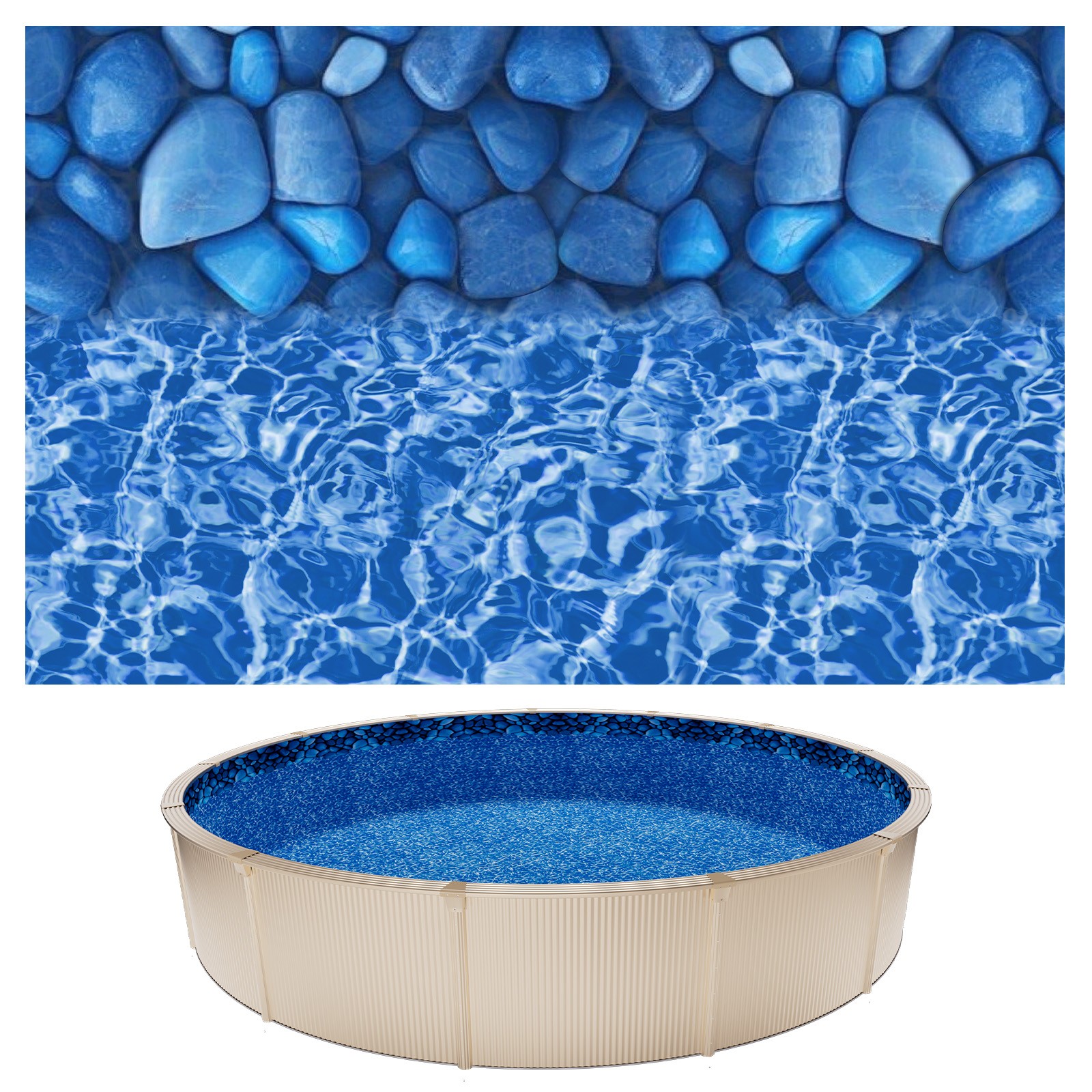 VEVOR 18ft Round Pool Liner Overlap 52in Wall Premium Vinyl Boulder Swirl gallery