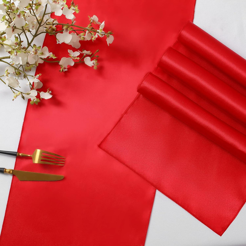 2 Pack Red Satin Table Runner 12 X 108 Inch, Smooth Table Runners for Wedding Ba gallery