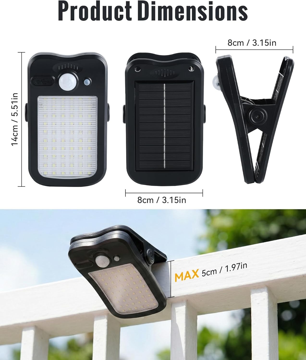 Clip On Solar Lights Outdoor Waterproof IP65, Motion Sensor Solar Fences Lights gallery