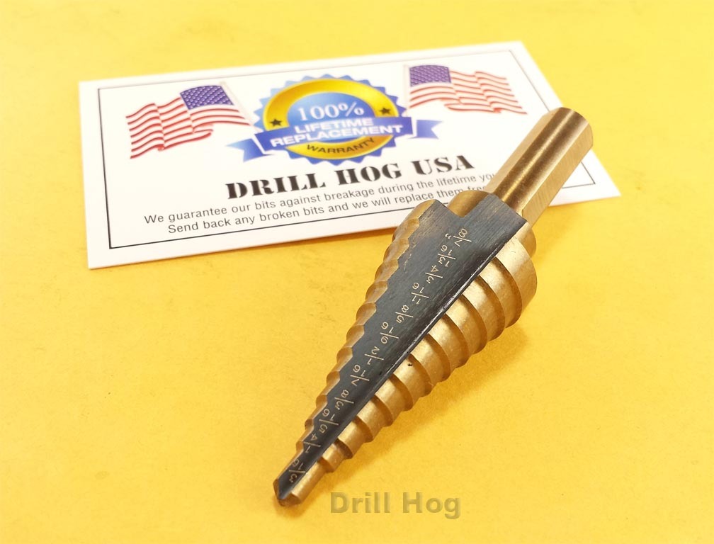 Drill Hog 3/16"-7/8" Step Drill Bit Reamer UNIBIT Step Bit M7 Lifetime Warranty gallery