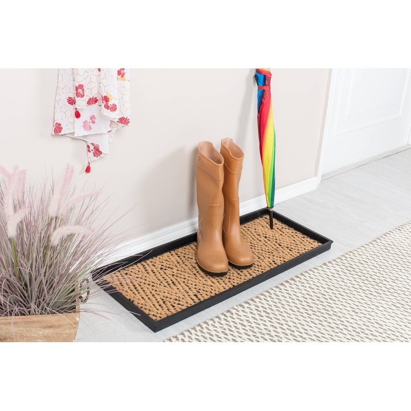 Natural Rubber Boot Tray W/ Coir Insert Heavy Duty Outdoor Use Puddle Catcher gallery