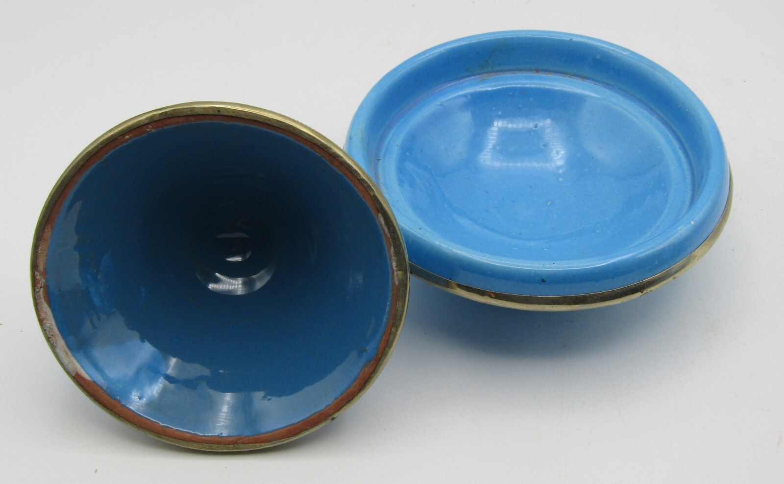 MOROCCAN HANDCRAFTED CLAY POTTERY TAGINE w/NICKEL SILVER OVERLAY (4.25") gallery