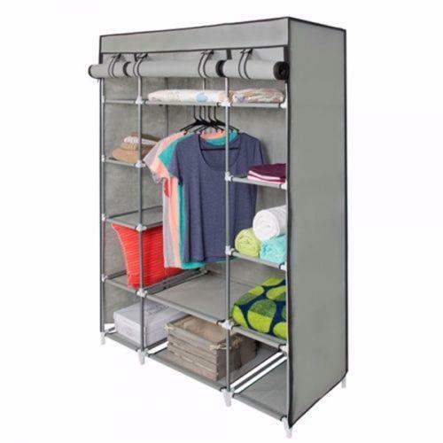 53" Portable Closet Wardrobe Clothes Rack Storage Organizer W/ Shelf Shelves gallery