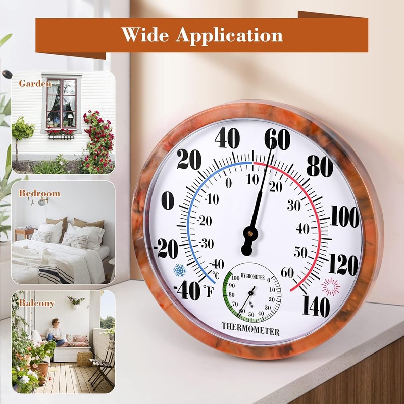 Indoor Outdoor Thermometer Hygrometer - 10Inch Outdoor Thermometers Large gallery