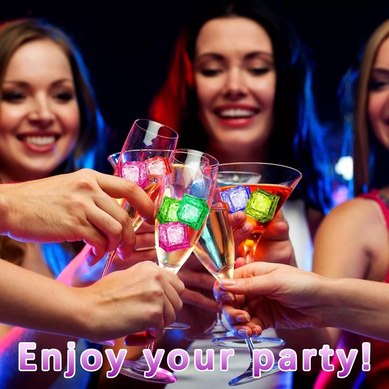 12Pcs Waterproof LED Ice Cubes, Multicolor Light Up Glow Cubes for Bar Wedding gallery
