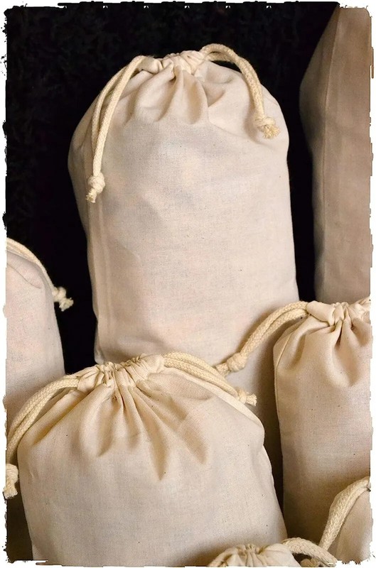 Double Drawstring Organic Cotton Muslin Bags - Premium Quality - Natural Color gallery