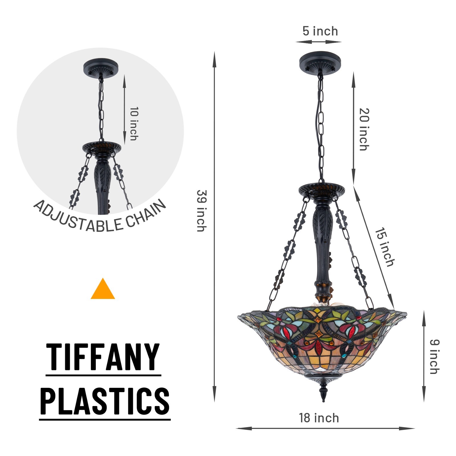 Antique Style Stained Glass Chandeliers for Dining Living Room Stairway Foyer En gallery