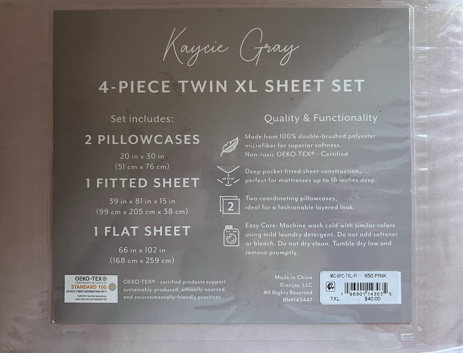 Kaycie Gray Microfiber 4 Piece Sheet Set Twin XL Size In Pink gallery
