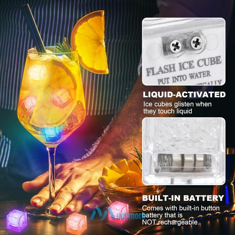 60x Waterproof Light Up LED Ice Cubes 7 Colors Flashing fr Bar Club Drinks Party gallery