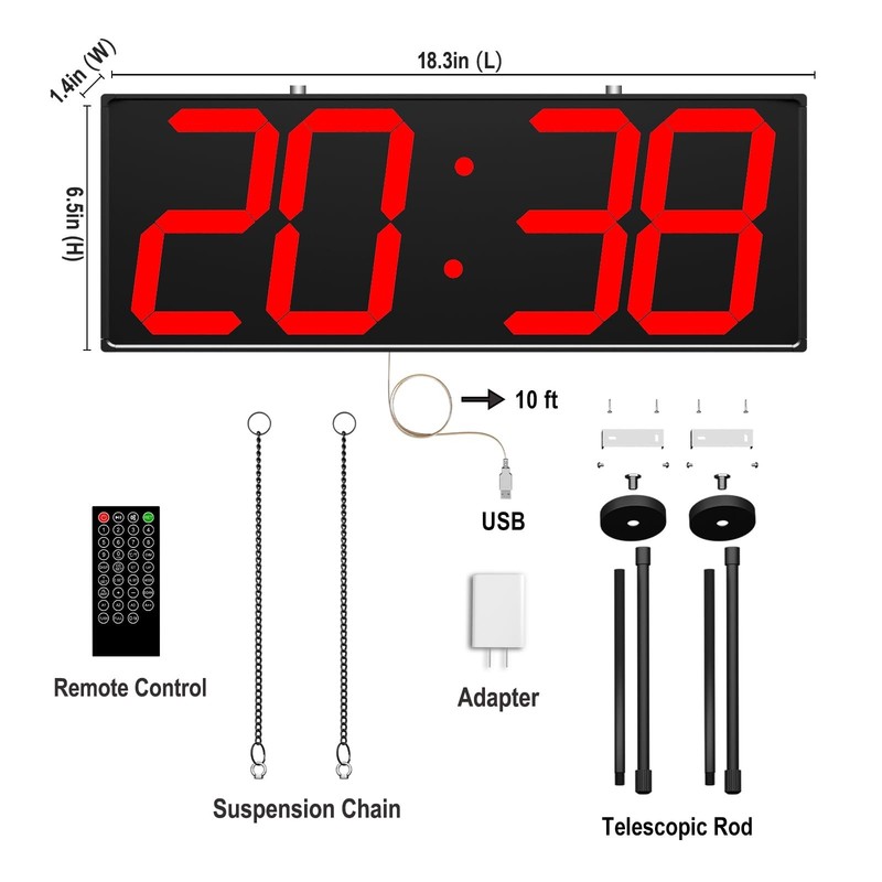 Digital Wall Clock with Double Sided Display, Large LED Clock with Timer,Alar... gallery