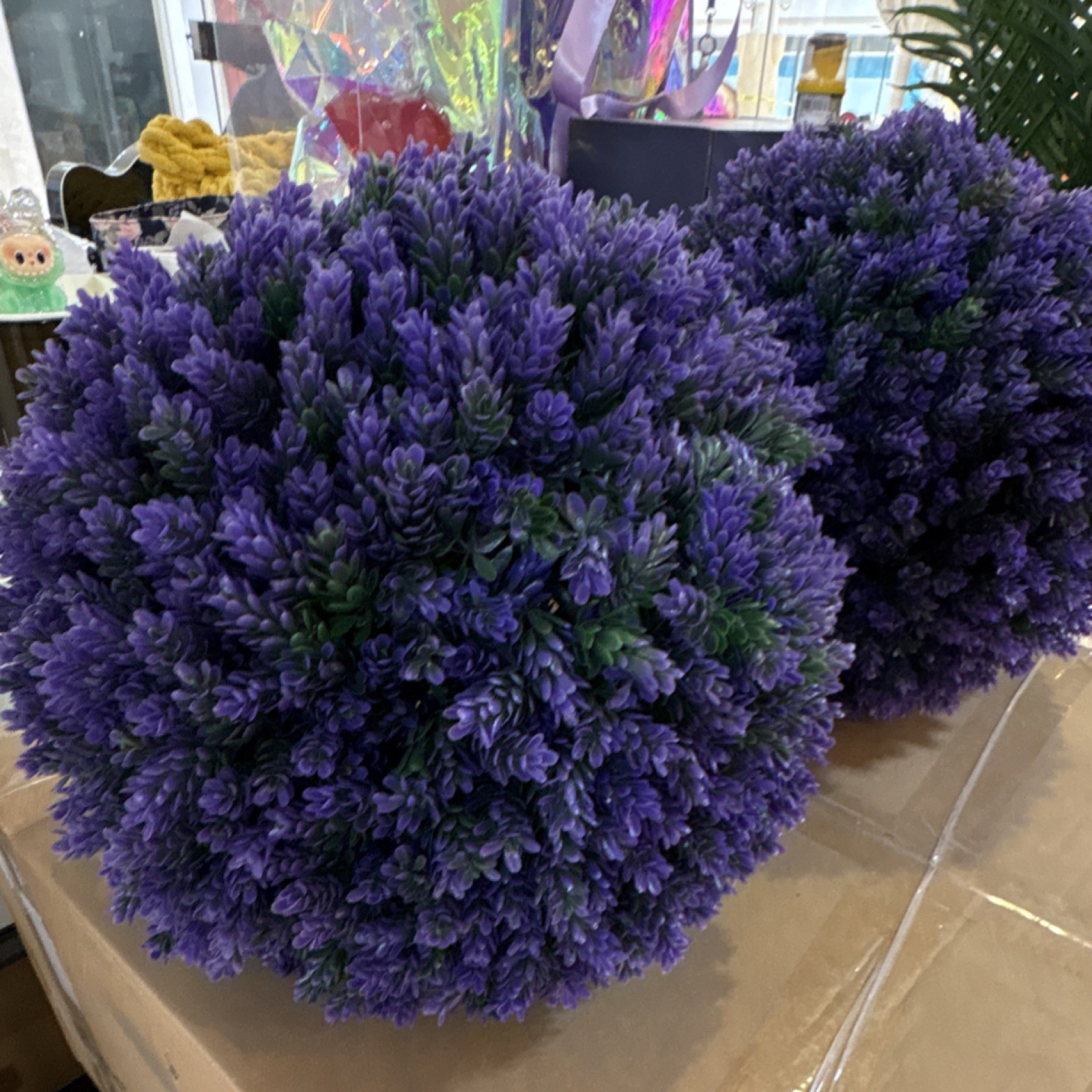 Artificial Lavender Topiary Ball Purple Green Plastic Set of 2 gallery