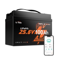 LiTime 24V 100Ah Group31 Bluetooth Trolling Motor LiFePO4 Lithium Battery Marine