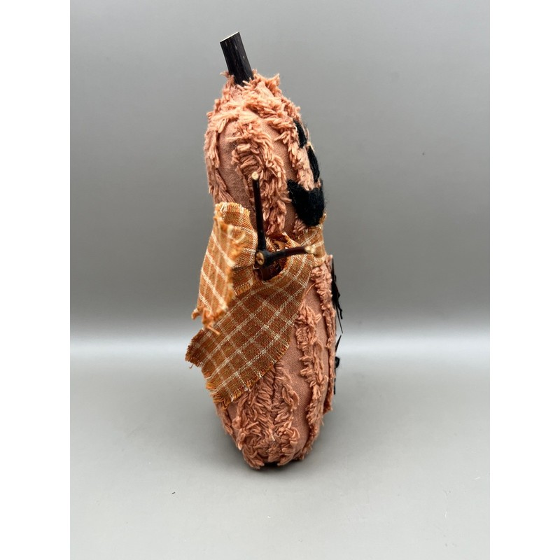 Primitive Pumpkin Jack-o-Lantern Rustic Halloween Fall Decor Twig Arms Scarf 7" gallery