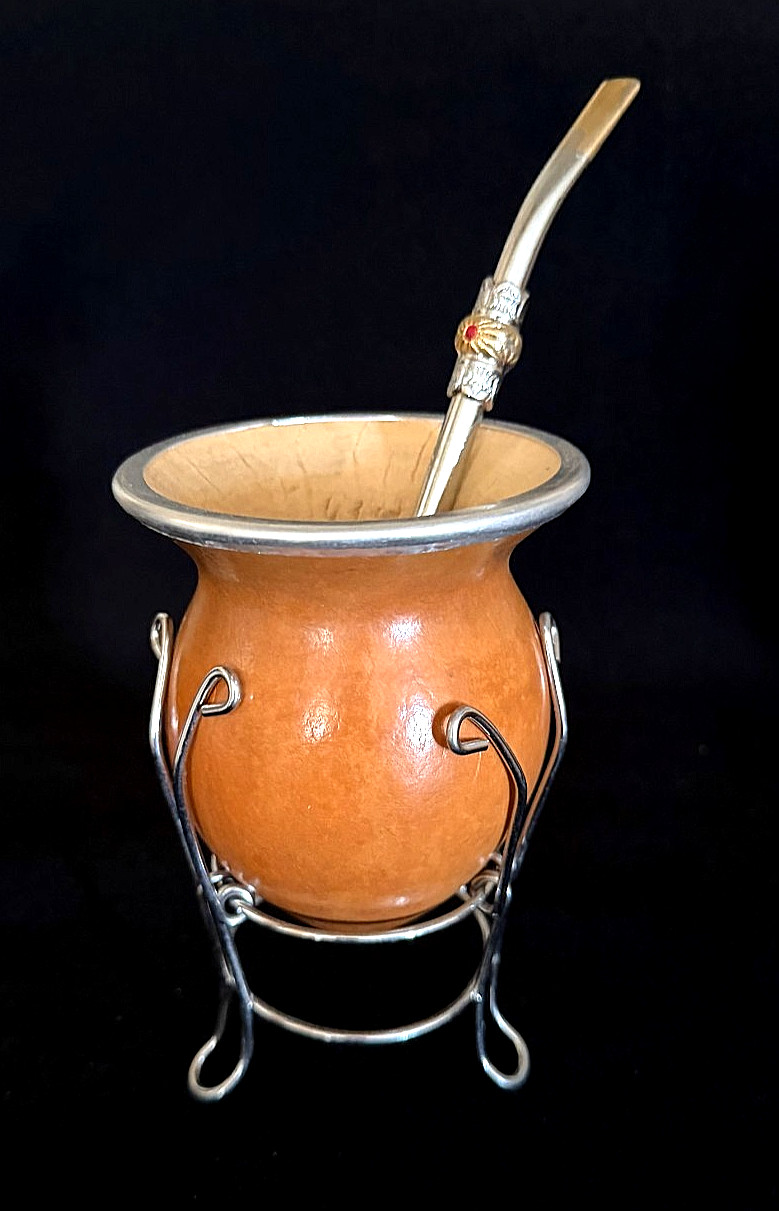Yerba Mate Set - Mate de Calabaza Gourd - Bombilla - Handcrafted Alpaca Silver gallery