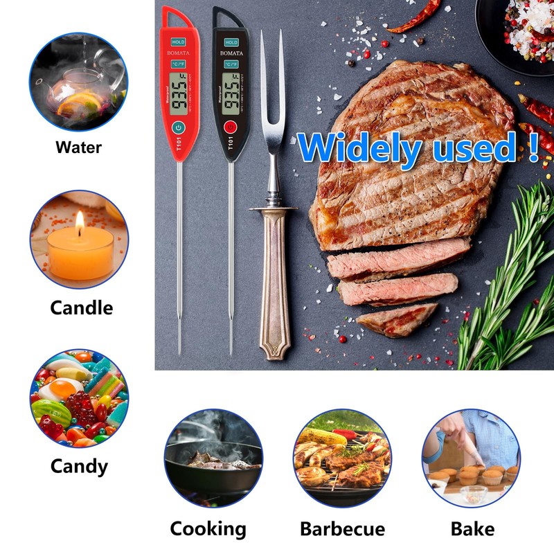 2 Pack Waterproof IPX7 Meat Thermometer Instant Read Food Thermometer with Long gallery