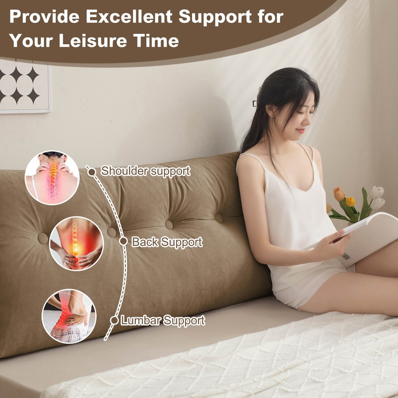 Triangle Headboard Pillow Soft Chenille Bed Wedge Lumbar Support Reading Cushion gallery