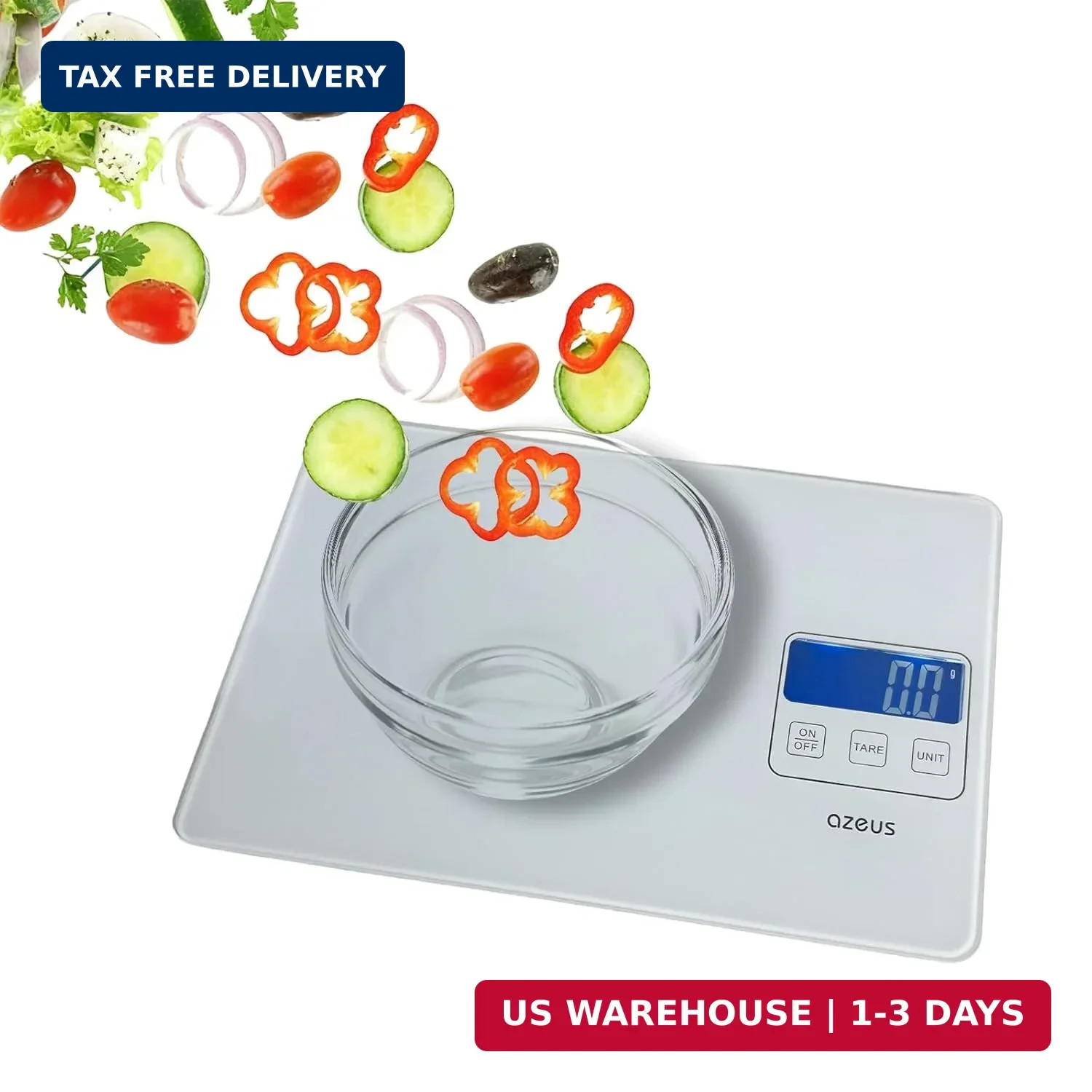 AZEUS Food Scale with USB Rechargeable, Digital Kitchen Scale with 6 Units, High gallery