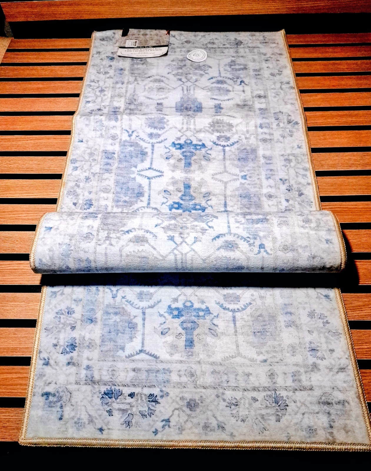 Studio Belle Tan Rug Runner Machine Washable 26×67 " Non Slip Easy To Clean NEW gallery