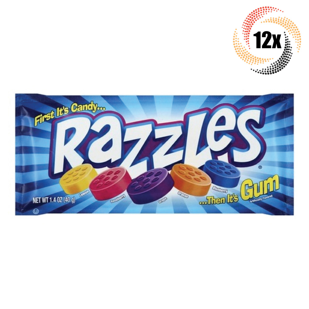 12x Packs Razzles Original Assorted Flavor Candy Gum 1.4oz ( Fast Shipping! )