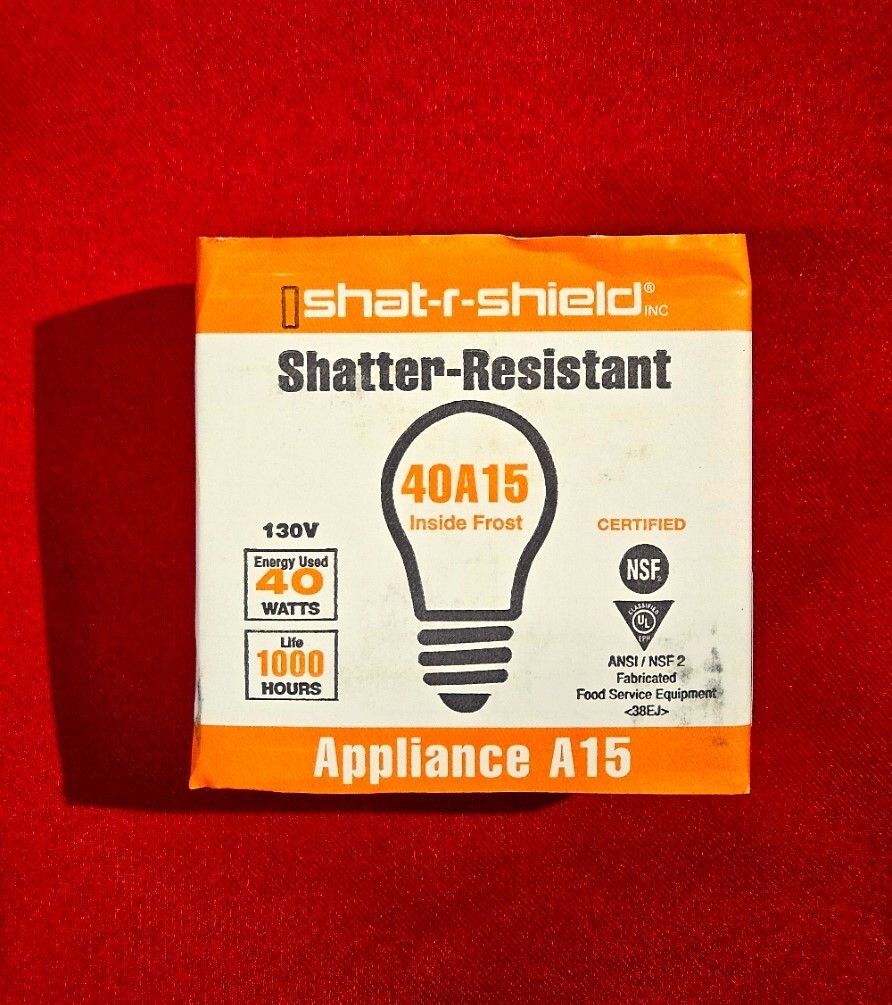 SHAT-R-SHIELD 40A15, 11D003 40W, A15 Medium Screw, Safety Lamps - NEW Pack of 2 gallery