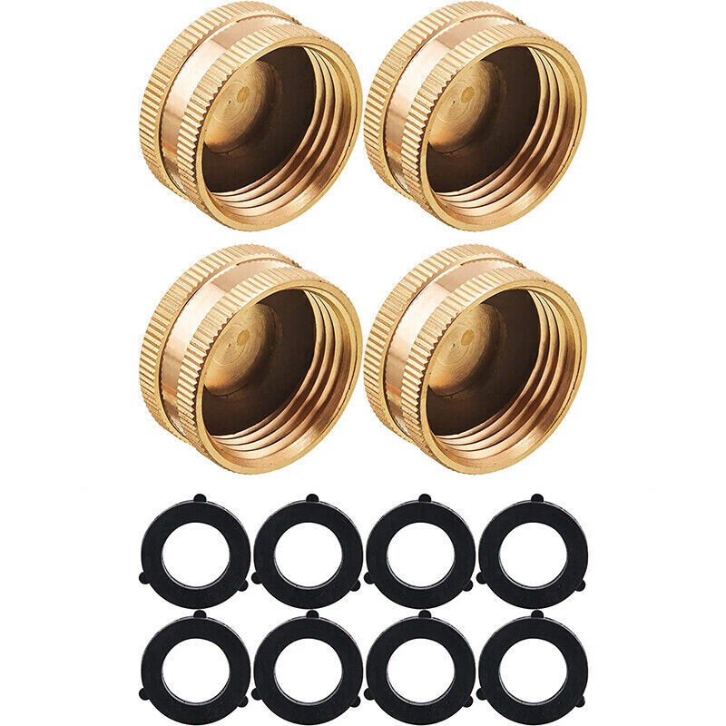 NEW Garden Hose End Caps with Washers Brass Fix Leaky Spigot Cap Set 3/4" Female gallery