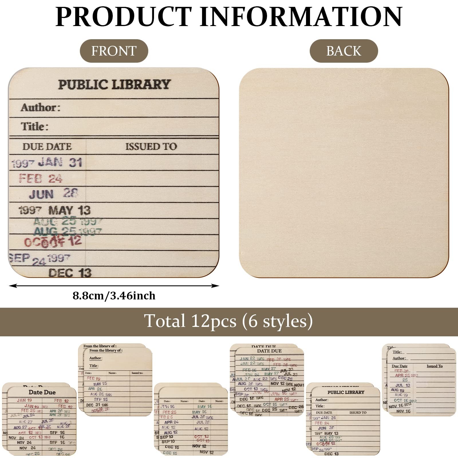 12 Pcs Library approx. 8.8 x cm/ 3.46 x inches, As Pictures Shown gallery