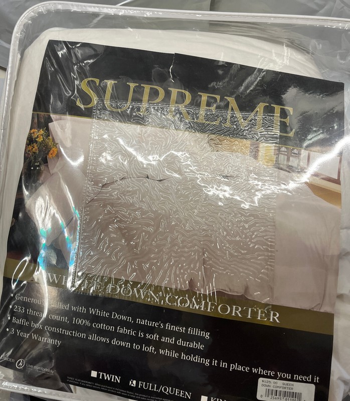 Supreme Down Blanket Comforter Full/Queen, White, 233 Thread Count, New gallery