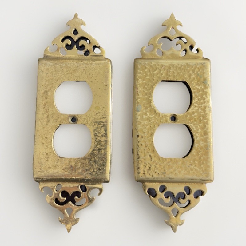 Victorian-style hammered brass single & duplex outlet & switch cover plates gallery