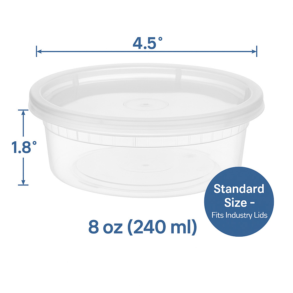 8 oz. Microwavable Translucent Plastic Deli Container and Lid Combo Pack gallery