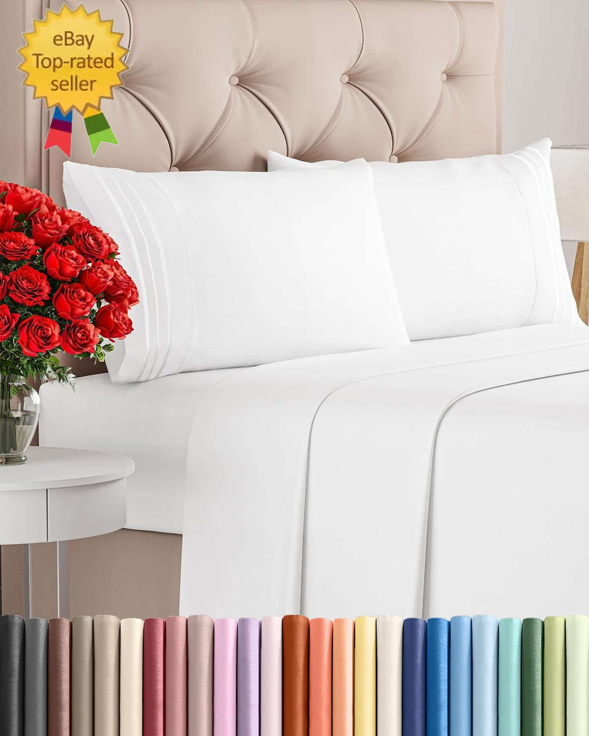 Queen Size 4 Piece Sheet Set - Comfy Breathable & Cooling Sheets - Hotel Luxury gallery